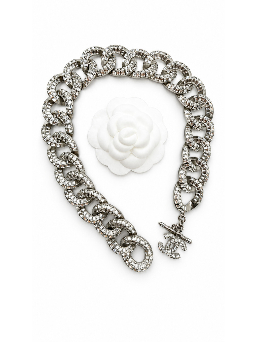 CHANEL STRASS CURB CHAIN CHOKER SHORT NECKLACE